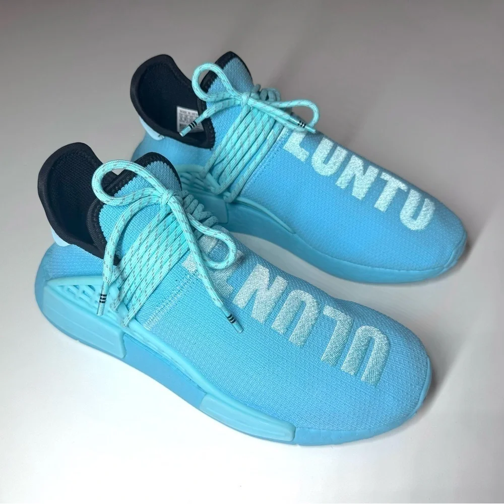 ADIDAS MEN’S HUMAN RACE NMD PHARRELL WILLIAMS ORIGINALS SIZE- 9 AQUA BLUE